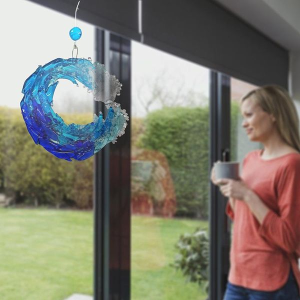 

decorative objects & figurines wave suncatcher ornament transparent resin crafts wall hanging art pendant decor for home window bdf99