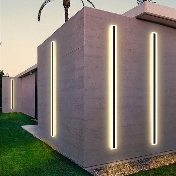 

waterproof outdoor led long strip wall lamp modern aluminum ip65 bathroom sconce garden porch 110/220v line light luminaire lamps