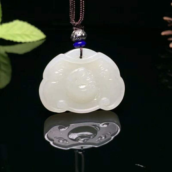 

lockets h28#exquisite hetian jade ruyi buddha pendant, Silver