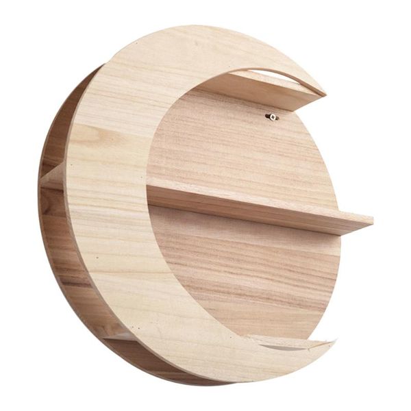 

other home decor 1pc exquisite moon shape wall wooden mounted storage rack holder