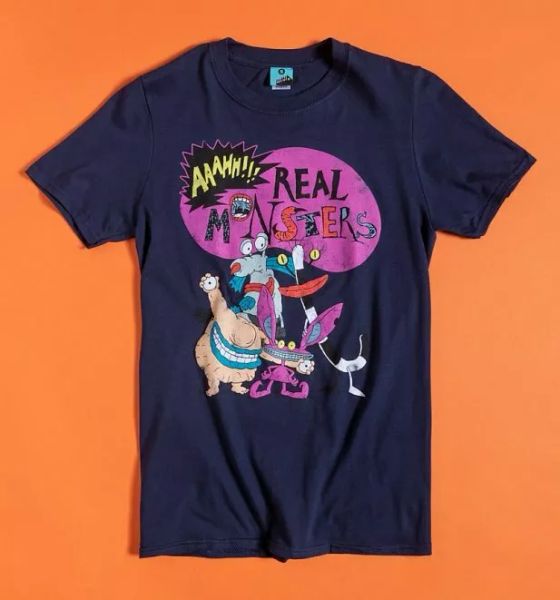 

official men's nickelodeon aaahh real monsters navy t-shirt, White;black