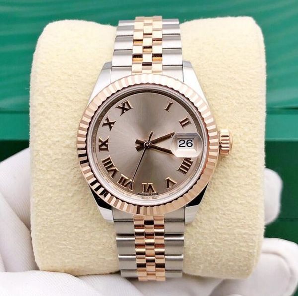 

ladies watch classic sapphire glass 279171 28mm romen dial mechanical rose gold jubilee steel bracelet luxury womens watches waterproof, Slivery;brown