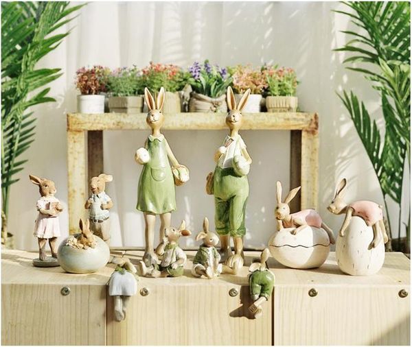

decorative objects & figurines [vip] resin crafts pastoral fairy home decoration accessories bedroom living room wine cabinet rabbits