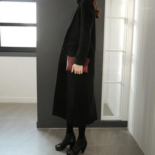 

large size female outerwear wool jacket 4xl black camel women brand winter warm thicken coat loose long women's & blends
