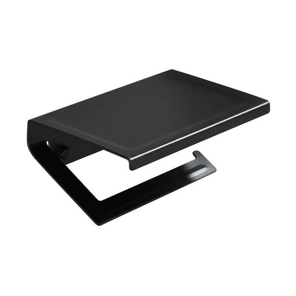 

toilet paper holders shelf black paint drilling holder with mobile phone space aluminum material rack wall mounted bathroom