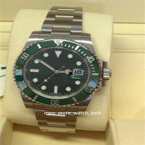 

bp factory luxury watch sub date 116610lv green ceramic green dial stainless steel mechanical 2813 movement automatic men watch, Slivery;brown