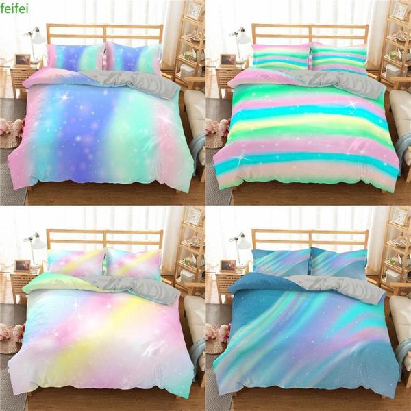 

bedding sets kids colorful glitter set women girls shining duvet cover with pillowsham 2/3 piece trendy bedclothes