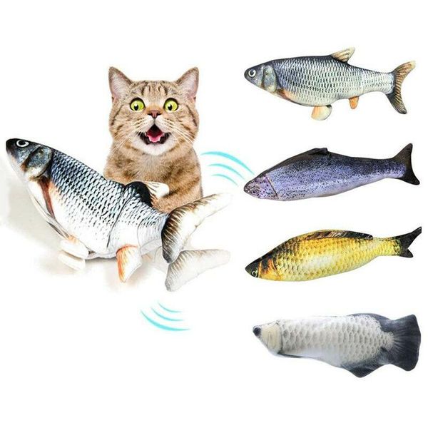 

cat toys electric simulation plush fish toy for interactive chew bite supplies kitty kitten flop wagging