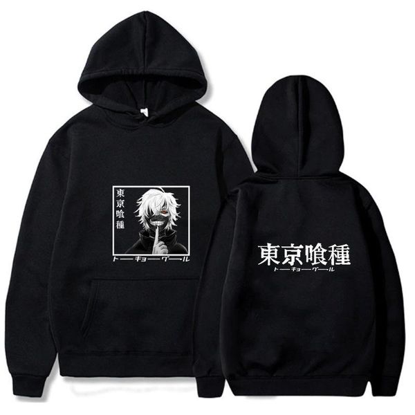 

men's hoodies & sweatshirts anime tokyo ghoul ken kaneki men hoodie hip hop loose fleece sweatshirt streetwear harajuku male clothes, Black