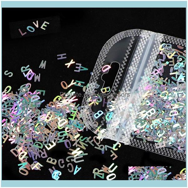 Nail Salon Health & Beauty nail Art Decorations 2G/Bag Holographic Glitter Sequins Laser Sliver Letter Shape Flake 3D Colorful Aessories