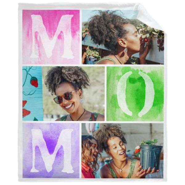 

blankets custom blanket with 3 pos love mom watercolor personalized picture throw gift for birthday mothers day thanksgiving