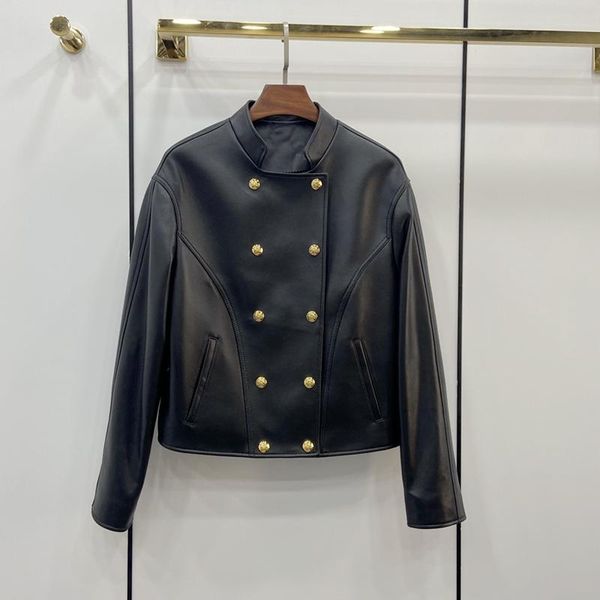 

women's leather & faux 2021 woman coats natural 100% sheepskin jackets female windbreaker overcoat h731, Black