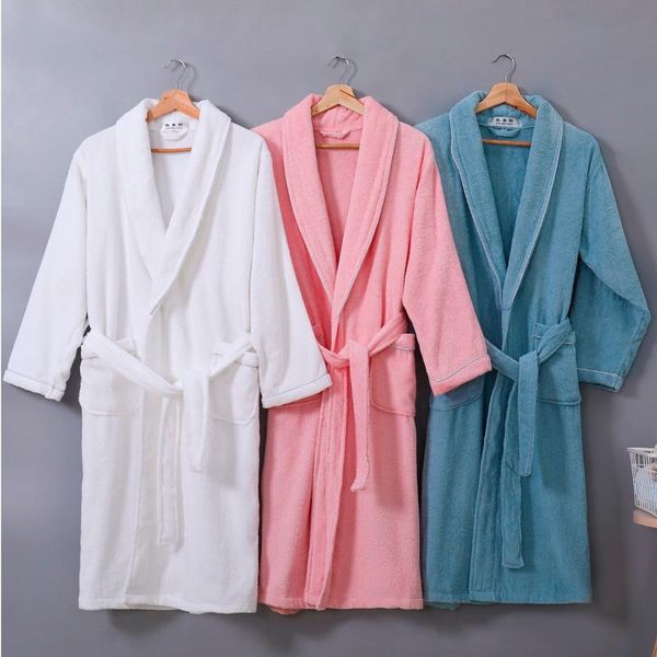 

women's sleepwear cotton toweling terry kimono bathrobe gown men&women robe soft lovers nightgown casual el male home clothes, Black;red