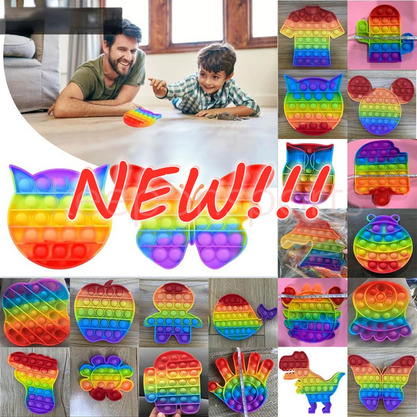 

dhl push bubble anti stress relief toy rainbow unicorn apple cat kids rainbow board game gifts children fun pressure reduction xcc299