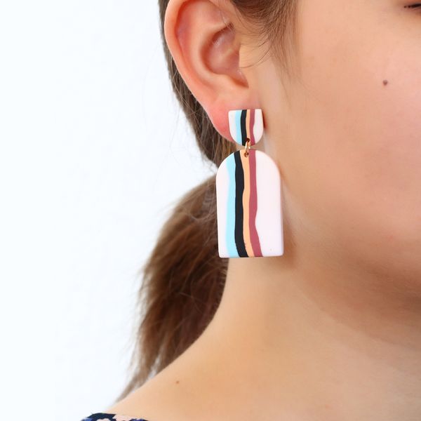 

trendy 2021 polymer clay geometric dangle elegant classic unique unusual big pendant statement earrings jewelry women, Silver