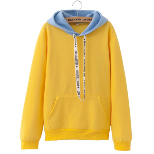 

hoodies 2021 beautiful contrast hood simple with lady hoodie print tape, Black