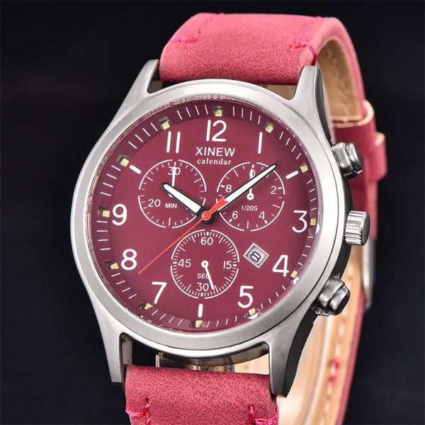 

wristwatches xi leather fashion sports watches men brand original calendar quartz luminous watch relojes hombre marcas relogio masculino, Slivery;brown