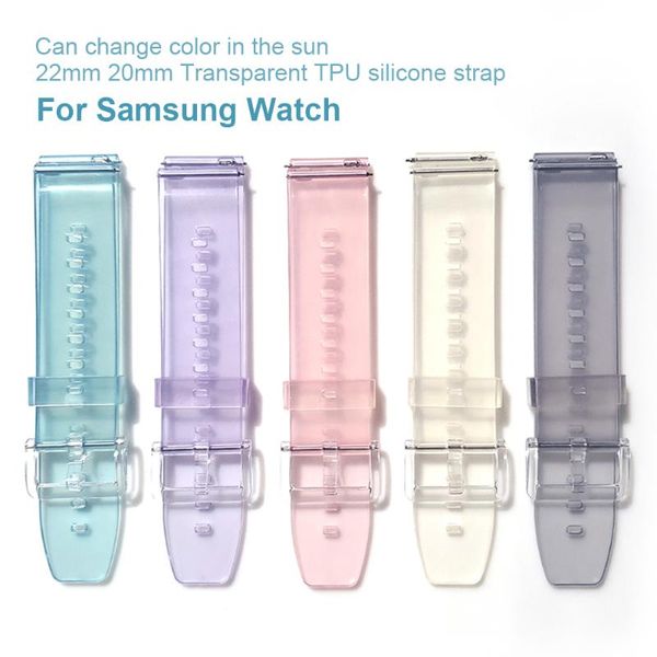 

watch bands silicone transparent changeable color tpu strap for samsung galaxy 3 45mm 41mm/46mm 42mm/active 2 44mm 40mm band bracelet, Black;brown