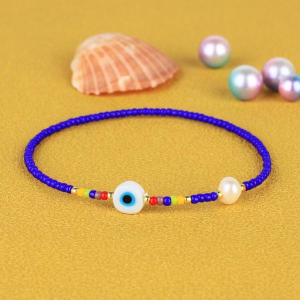 

charm bracelets kelitch 2021 miyuki beaded evil eyes pearl jewelry bracelet for girls women gothic wholesale rosary kpop, Golden;silver