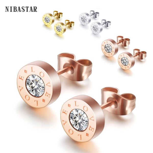 

fashion style 3 colors roman numerals crystal cubic zirconia stud earrings for lovely women gift, Golden;silver