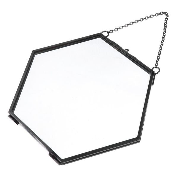 

1pc hexagon specimen holder frame hanging po glass wall decor frames