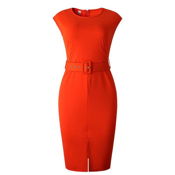 

ethnic clothing africa abaya dubai 2021 temperament commuting solid color mid-waist round neck split ol office dress d034, Red