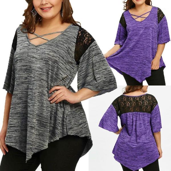 

women's blouses & shirts womens plus size lace patchwork shirt and short sleeve big blusas femininas mujer de moda 2021 #t1g, White