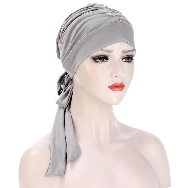 

beanie/skull caps women elastic inner pastoral style lady hair bands fashion muslim turban hijabs hats cancer chemo cap wrap turbante, Blue;gray