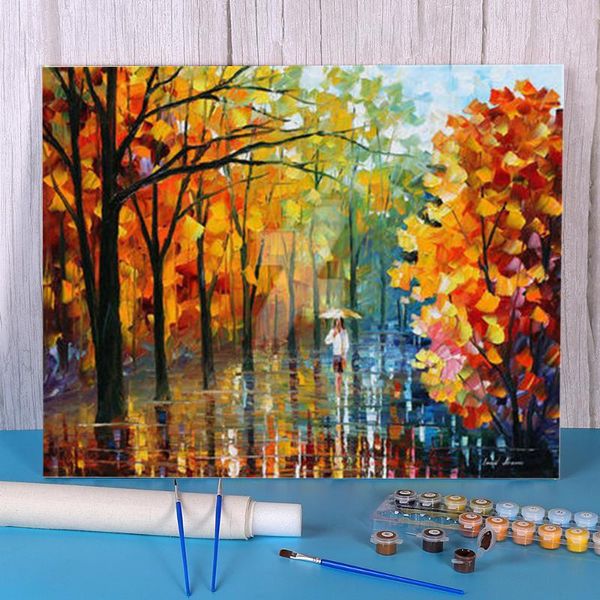 

paintings fall alley paint by numbers set acrylic paints 50*70 oil painting home decoration crafts for adults wholesale wall handicraft