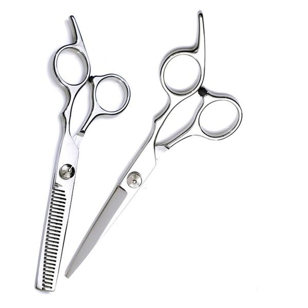 

hair scissors portable professional 2pcs/set silver clipper cutting scissor barber thinning shears hairdressing