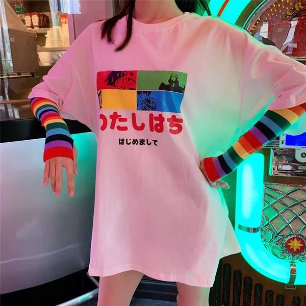 

five fingers gloves elbow length fingerless arm sleeve warmer rainbow colored striped knitted sunscreen halloween costume mittens, Blue;gray