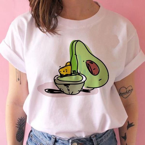 

avocado vegan harajuku korean style women cartoon ulzzang 90s tumblr grunge summer tee shirts, White