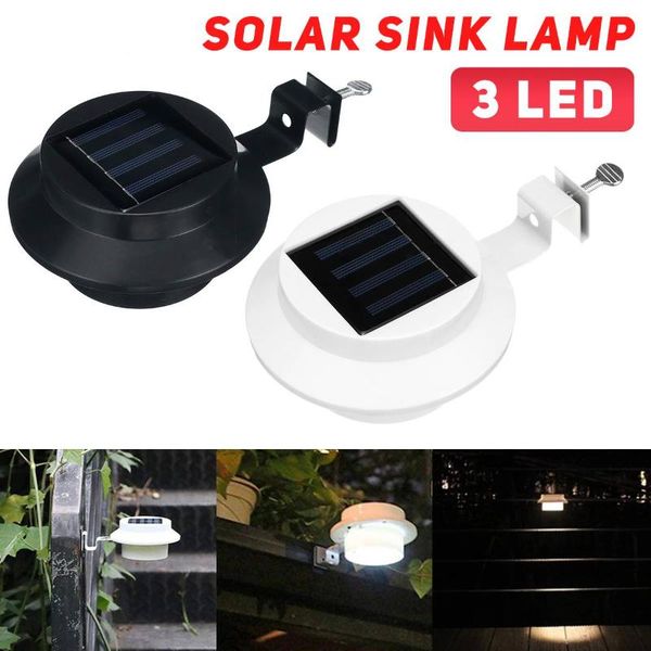 

solar lamps led lamp garden outdoor powered fence yard roof wall gutter lights 3 sink