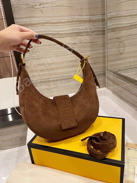 

zucca vintage pattern half moon shape bag f hobo women handbag multicolor corduroy shoulder bags crossbody tote luxury letter design purse
