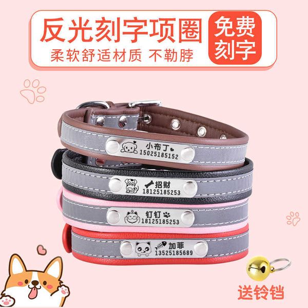 

pet dog lettering reflective id anti lost cat tag dog tag collar