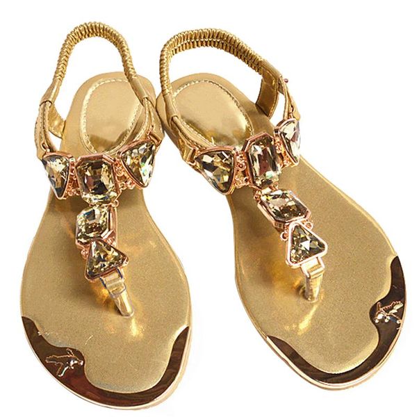 

slippers genuine leather filp flops women crystal gladiator sandals rhinestone beading summer sandal shoes plus size 35-42, Black