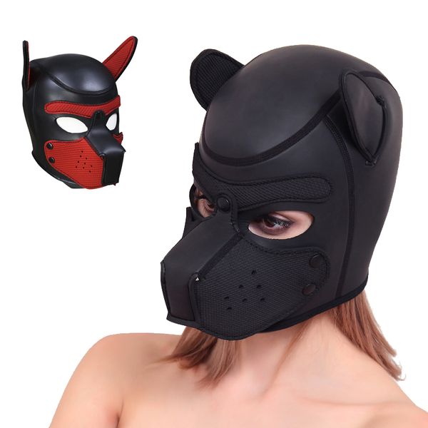 

puppy cosplay mask for role play dog mask halloween easter party mask man/women cool cos costumes accessories pu rubber, Black