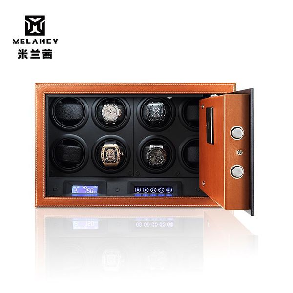 

watch boxes & cases automatic winder box pu leather winding storage collection display japanese mabuchi motor, Black;blue