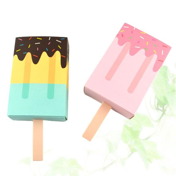 

100pcs ice cream shape candy boxes gift party favor packages cartoon drawer packaging bags for kids birthday baby shower wrap