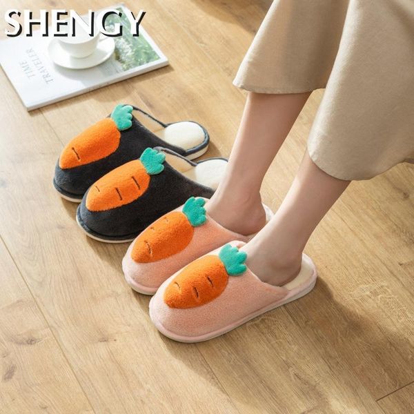 

winter women home slippers furry warm cotton carrot lovely females non-slip indoor soft comfortable sliders, Black