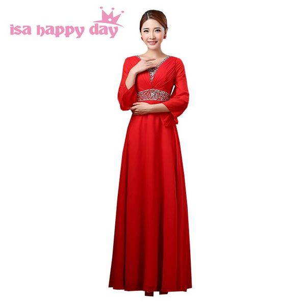 

party dresses 2021 women v neck long chifon sleeves floor length evening gown dress for special events girls size 8 h2912, White;black