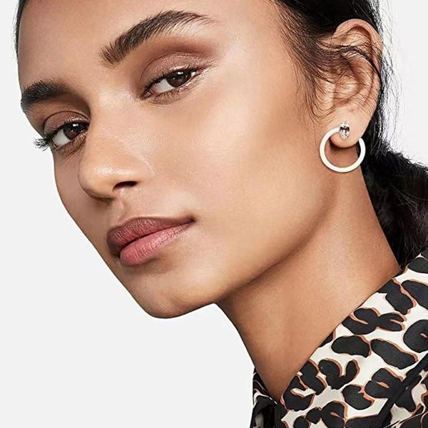 

hoop & huggie small earrings resin circle round rhinestone for women men ear ring bone buckle jewelry party gifts, Golden;silver