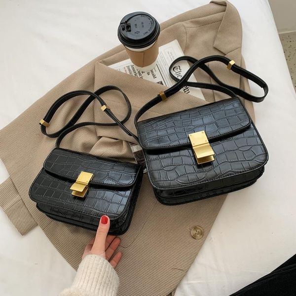 

evening bags crocodile pattern square crossbody bag 2021 high-quality pu leather women's designer handbag vintage shoulder messenger