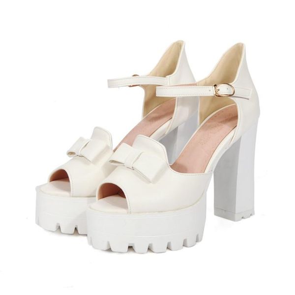 

big sizefashionable fish mouth bow decorative sandals high heels women shoes woman summer ladies, Black