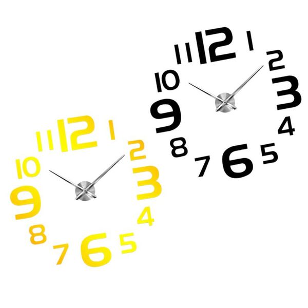 

wall clock 3d effect mute mirror stickers parts kit for bedroom office clocks