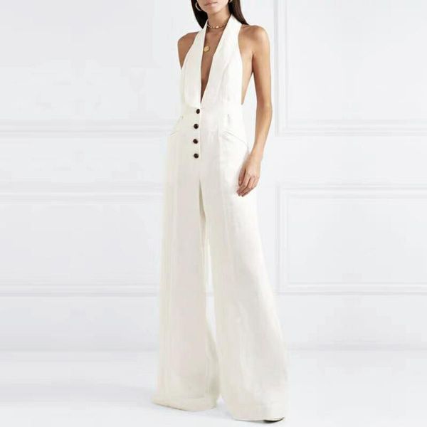 

women's jumpsuits & rompers dressbird est summer womens v neck sleeveless elegant white clubwear celebrity long, Black;white