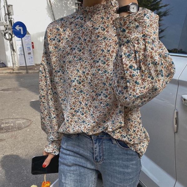 

small broken flower fungus will women blouses firm offers chic in early spring brought a single breasted loose show thin, White