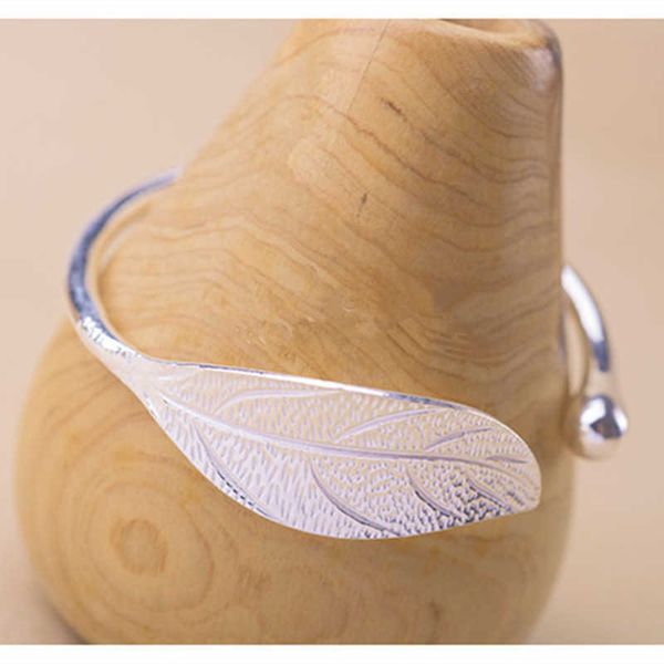 

korean simple leaf bangles for women personality bangle jewelry q0719, Black