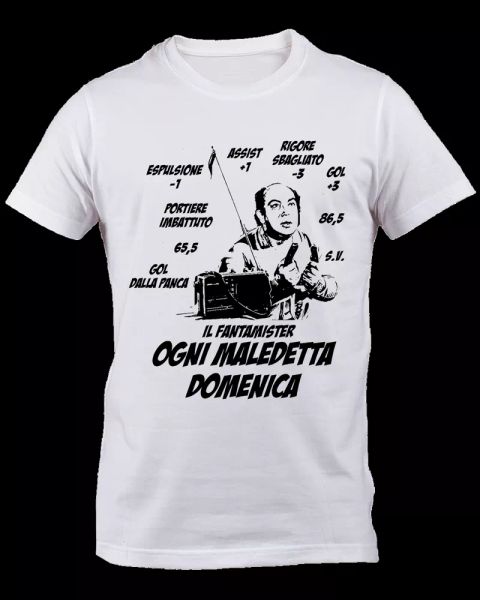 

t-shirt fantasy football fantamister lino banfi every bloody sunday football auction, White;black