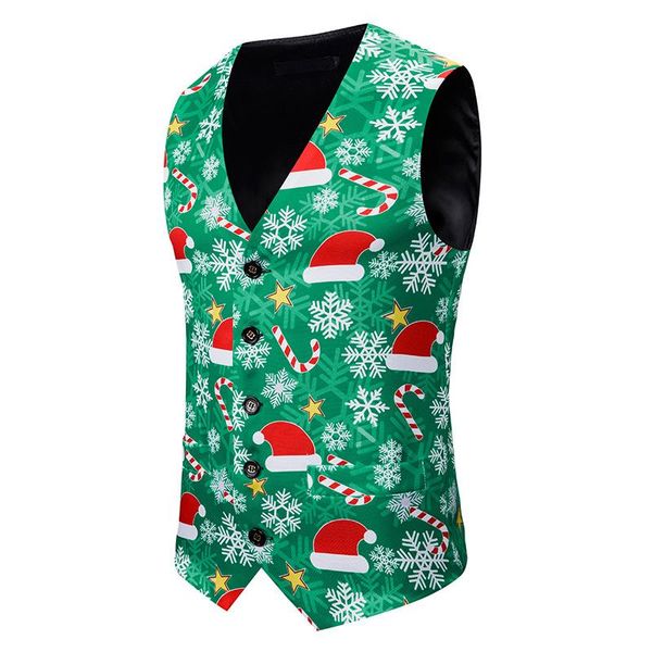 

men's vests dress for men slim fit casual 3d printed sleeveless jacket coat chriatmas mens formal waistcoats suit vest xxl, Black;white